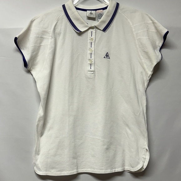 Le Coq Sportif White Polo with Blue Accents - Picture 1 of 4